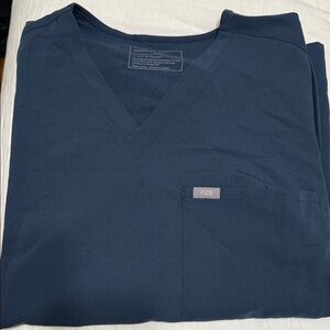 Figs Deep Blue V-Neck Scrub Top